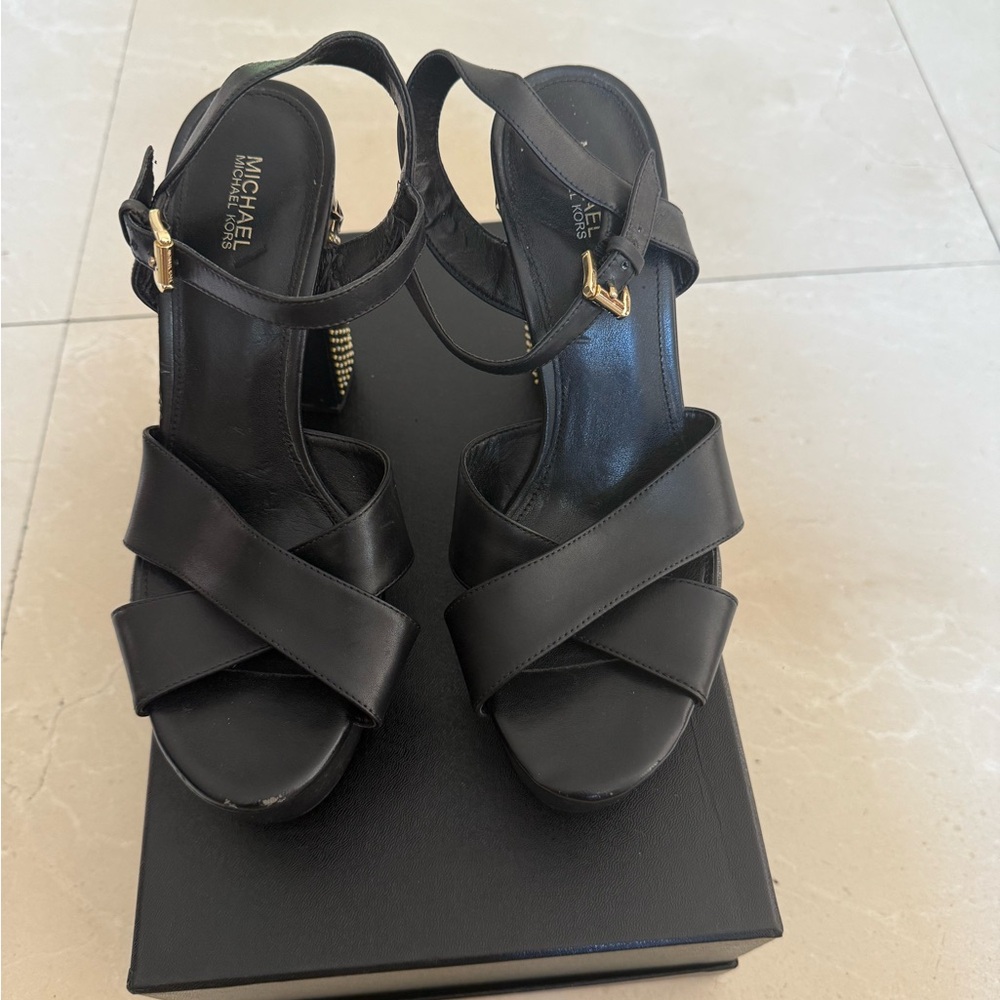 Michael Kors Black Strappy Heels 8 1/2M